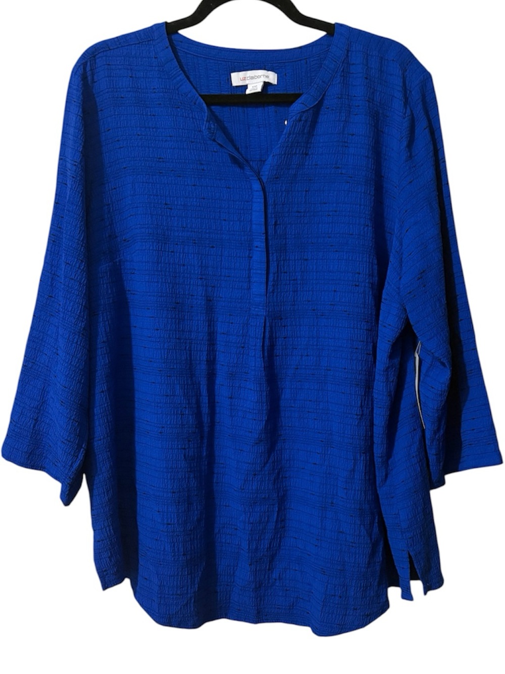 Liz Claiborne NWT Royal Blue Textured V-Neck Tunic